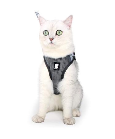 Cat dishes and line ultra -light for escape protection adjustable soft network step in padded padding running vest jacket for kitten pets puppy m (1 Pack) New gray
