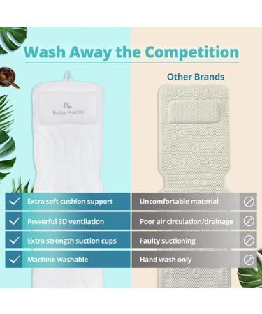 Luxury Bath Haven Full Body Bath Pillow with Headrest - Spa Accessories for Neck and Back - Powerful Suction Cups - Ideal for Shower, Tub, Jacuzzi - Buy Online on SooperMarket.com