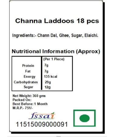 Jaiccha Ghasitaram Channa Laddoos 18pcs|Gift for Diwali Gifts Holi Rakhi Valentine Christmas Birthday Anniversary Her Him| - Buy Online on SooperMarket.com