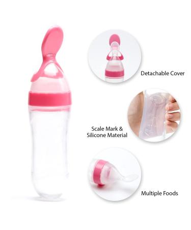 Gedebey Baby Fruit Feeder Pacifier Set - 3 Pack | Silicone Pacifiers & Feeding Spoon Combo | Frozen Fruit Teether & Forage Feeder | Pink Baby Food Accessories - Buy Online on SooperMarket.com