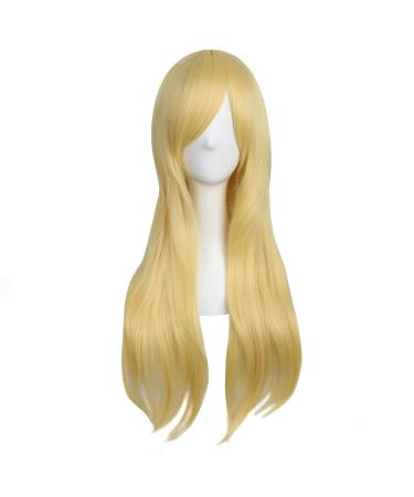 MapofBeauty 28"/70cm Women Side Bangs Long Curly Hair Ends Cosplay Wig(Gold)