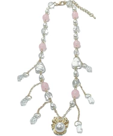Shop Oralgo's Stylish Pearl Necklace with Art Beads & Adjustable Loop Pendant - Perfect Collarbone Chain for Every Occasion - Buy Online on SooperMarket.com