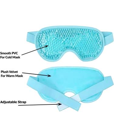 Blue Gel Eye Mask Cooling and Warming Treatment for Tired Puffy Eyes Headaches Hayfever Dry Eyes Reversible Design Silicone Velvet Adjustable Straps - Buy Online on SooperMarket.com