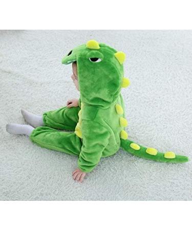Alltops Baby Toddler Cartoon Dinosaur Jumpsuit Romper | Flannel Animal Pajamas Onesie | Green Dinosaur 18-24 Months - Buy Online on SooperMarket.com