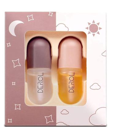 Derol Lip Plumper Lip Plumper Gloss Natural Lip Plumper Lip Plumper set And Lip Care Serum Plumping Lip Enhancer Set Moisturizing And Reducing Fine Lines Beauty Lips 2 Packs (Day + Night)(lip plumper)
