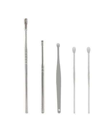 HEIMEABI Innovative Spring Earwax Cleaner Tool Set Earwax Removal Kit Ear Wax Removal 8-in-1 Ear Pick Tools Reusable Ear Cleaner Eye Scrub Cleansing Pads (A-B One Size)