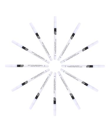 WOONEKY 12pcs Eyeliner Pencil Liquid Eye Makeup Kit Smudge-proof Eye Definer White Liner Wooden Pole