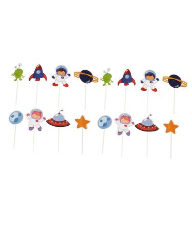 Warmhm Birthday Cupcake Topper 48pcs Set Supplies Birthday Toppers for Cakes Funny Theme Party Cute Baby Shower Cupcake Supplies Pick Cupcake Decorating Topper Child Space Wooden Top Hat