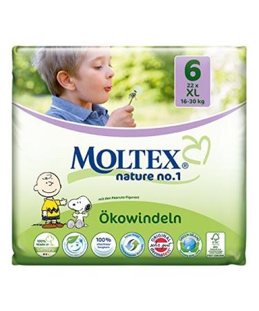 132 pcs. MOLTEX Nature No1 eco diapers baby diapers XL size 6 (16-30 kg) 6x22pcs