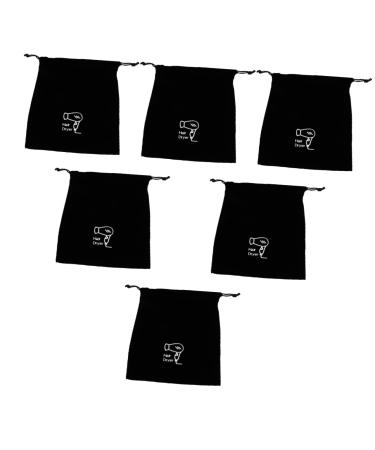 Baluue 6 Pcs Hair Dryer Storage Bag Hair Dryer Bag Hotel Hair Dryer Pouch Jewels for Hair Black Flannel