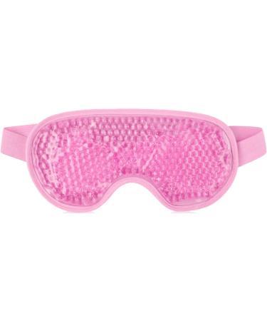 Pink Gel Eye Mask Cooling and Warming Treatment for Tired Puffy Eyes Headaches Hayfever Dry Eyes Reversible Design Silicone Velvet Adjustable Straps