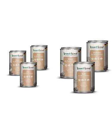 Venandi Animal Premium wet food for cats trial package - chicken duck beef 6 x 400 g 2.4 kg & premium wet feed for cats trial package II horse calf calf turkey 6 x 400 g 2.4 kg bundle with wet feed trial package II