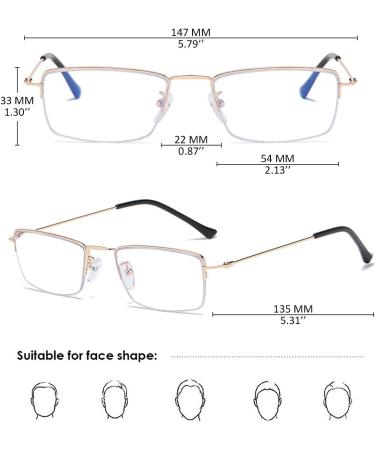 Buy Koosufa Varifocal Reading Glasses for Men - Progressive Multifocus Anti-Blue Light Half Frame Metal Glasses - Workplace & Computer Use - Available in Multiple Strengths 1.0 to 4.0 - Gold Finish - Buy Online on SooperMarket.com