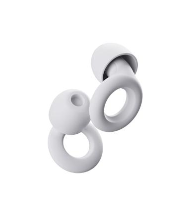 Loop Quiet - earplugs for sleeping - soft reusable silicone hearing protection + 8 attachments in XS/M/L - noise reduction at SNR 24DB & NRR 14 - also for travel & concentration - White White