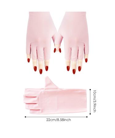 Unaone 2 Pairs Anti UV Gel Manicure Gloves - Pink | Nail Lamp Light Protection - Buy Online on SooperMarket.com