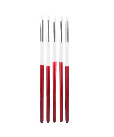 Nail Art Pens Dekaim 5pcs Nail Art Pen Red White Handle Silicone Sculpture Emboss Dotting Pen Manicure Tools