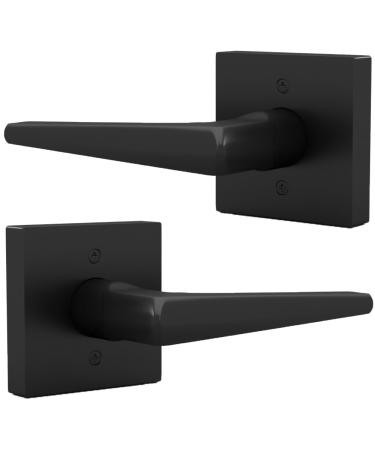 Dummy door lever set 2 pieces of modern door handle for cupboard or French doors unilaterally turningly manifestly narrow square dummy door knob for links or right -handed (matt black) 2 pack pacifier matt black