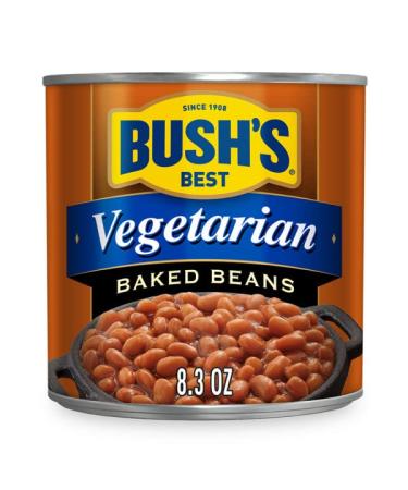 BUSH'S BEST Vegetarian Baked Beans- Canned Beans, Baked Beans,Kosher, Source of Plant Based Protein and Fiber, Low Fat, Gluten Free 8.3 OZ (Pack of 4)