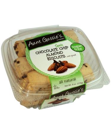 Aunt Gussie's Sugar Free Spelt Chocolate Chip Almond Biscotti, 8 Ounce Tub (Pack of 4) packaging may vary. Chocolate Chip 8 Ounce (Pack of 4)