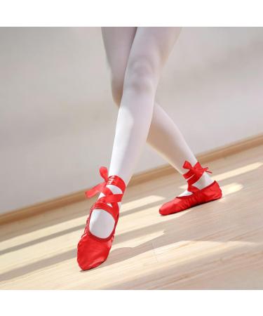 iCKER Girls Pink Satin Ballet Dance Shoes Split Sole - Size 10 Toddler Red - Buy Online on SooperMarket.com
