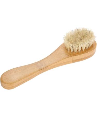 Facial Brush Face Dry Brush Exfoliating Cleaning Skin Facial Dry Brushing Scrubber with Ergonomic Wooden Handle - Buy Online on SooperMarket.com