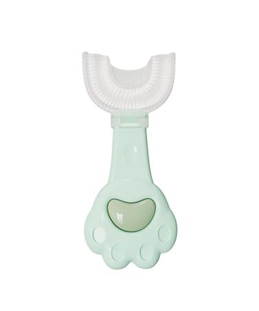 Cartoon Kids U Shaped Toothbrush - Soft Manual Training Toothbrush - Food Grade Silicone Kids Toothbrushes 360 Degree U Shape Toothbrush for Kids Baby Toddler Green 1 count (Pack of 1)