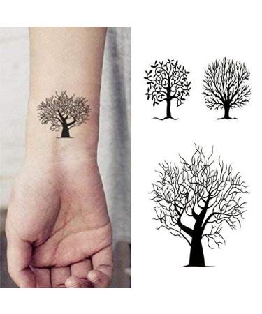 Oottati 2 Sheets Small Cute Temporary Tattoo Stickers Tree Totem suit for Kids Women Fake Tattoos That Look Real and Last Long