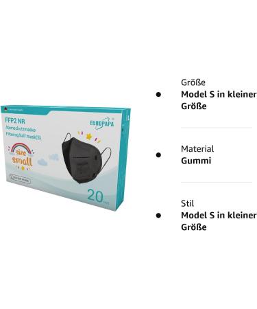 EUROPAPA 20x FFP2 Face Masks - Small Size 5-Ply Respiratory Masks Individually Packed EU Certified Black - Buy Online on SooperMarket.com
