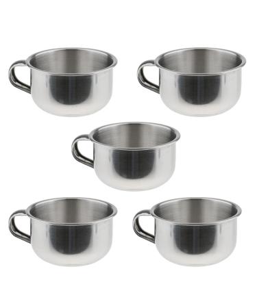 Bonarty 5pcs Rust Proof Stainless Steel Men's Barber Shaving Mug Bowl Soap Cup for Brush