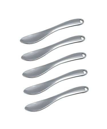 Baluue 5pcs Cosmetic Beauty Spoon Makeup Spoon Facial Spoon Mini Cosmetic Spoon Eye Cream Zinc Alloy Silver 6.5X1.3X0.3CM Silver