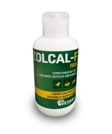 Zolcal-F Feed |Liquid Calcium & Vitamin D3 Supplement for Birds Reptiles & Rabbits | Water-Soluble | 120ml Other 120 ml (Pack of 1)