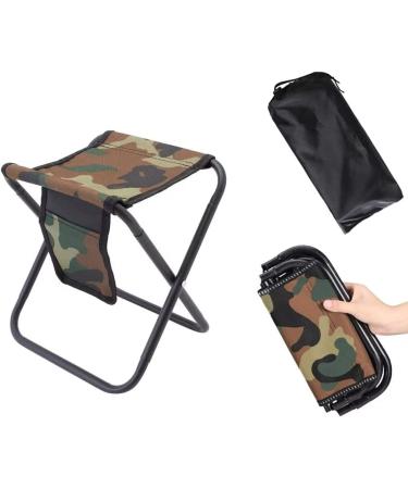 Qesonoo Mini Portable Folding Stool, Camping Fishing Stool for Adults Fishing Hiking Gardening and Beach with Carry Bag, Hold Up to 450lbs Camouflage