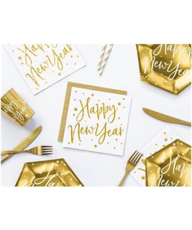 PartyDeco Three-Ply Gold Napkins - 33x33cm 20 pcs | Perfect for Weddings Birthdays Christmas & New Year's Eve | International Shipping Available - Buy Online on SooperMarket.com