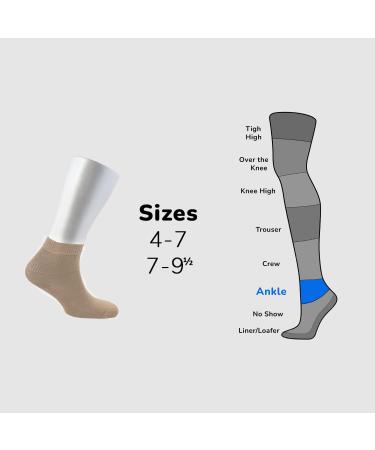 Cosyfeel Women Loose Diabetic Socks | 4-Pack Neuropathy Ankle Socks for Ladies | Super Soft Eco-Friendly Bamboo Material | Durable with Seamless Toe | Multicolour Patterns | 4 Seasons 4-7 LIGHT BEIGE - Buy Online on SooperMarket.com