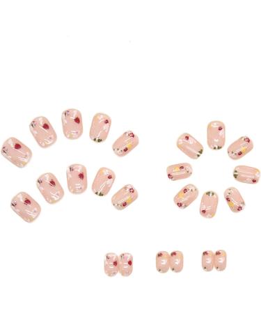 24pcs Short Oval Floral Stick on Nails Nude Pink Press on Nails - 0237Y34 - Buy Online on SooperMarket.com