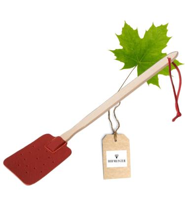 Hofmeister fly clapping made of maple and leather red and shape -stable fly blatings mosquito bats clapping for flying and insects catch 46 cm red/nature 1