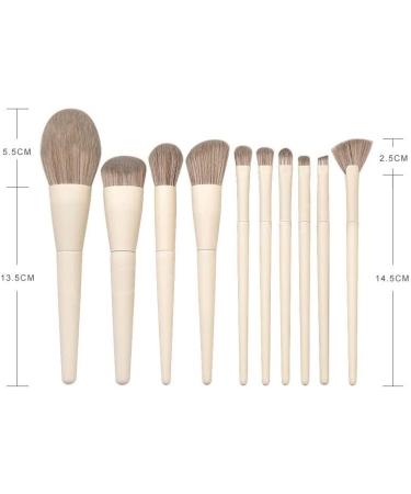 DFHBFG 10-Piece Wooden Handle Makeup Brush Set - Large Powder Eye Shadow Blush & High Gloss Brushes for Flawless Application | International Shipping Available - Buy Online on SooperMarket.com