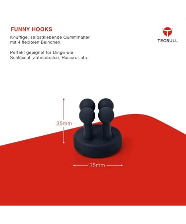 Tecbull Funny Hooks - Self-Adhesive Toothbrush & Razor Holder | No Drilling 6x Black/Gray/White + Replacement Pads - Buy Online on SooperMarket.com