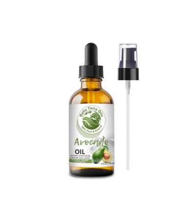 Bella Terra Oils Avocado Oil. 4oz. 100% Pure. Cold-pressed. Unrefined. Organic. Chemical-free. Rich in Antioxidants and Fatty Acids. Natural Moisturizer for Hair  Face  Body  Nails  Stretch Marks 4 Fl Oz (Pack of 1)