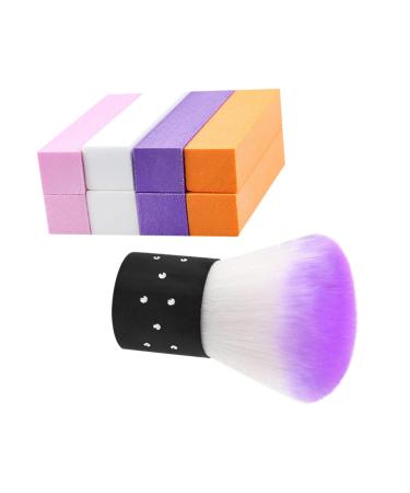minkissy 1 Set Nail Block Bulk Nail Files Sand Paper Nail Sanding Buffer Nail Art Brush Nail Brush Remover Buffer Block Tools Nail Cleaner Brush Nail Polish Block Purple Paint Manicure