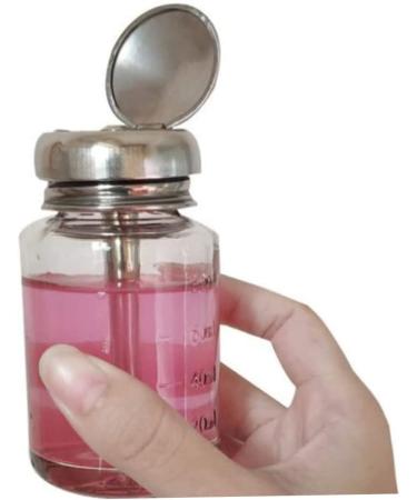 Push Glass Bottle Push Down Pump Alcohol Dispenser Pressed Bottle for Nail Polish Makeup Remover 80ML - Buy Online on SooperMarket.com