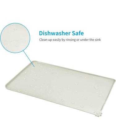 AUDWUD Silicone Waterproof Dog & Cat Feeding Mat - Anti-Slip Pet Bowl Mat 87x58 cm Beige | Durable Easy Clean Pet Accessories - Buy Online on SooperMarket.com