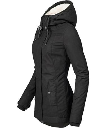 Ronony Women's Winter Jacket - Warm Windproof Fleece-Lined Parka & Trench Coat - Functional XL Black Outdoor Jacket - Buy Online on SooperMarket.com