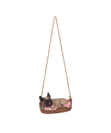 Swing Dog Garden Statue Durable Cute Ornament for Yard and Home Animal Gift (Gray) Grey