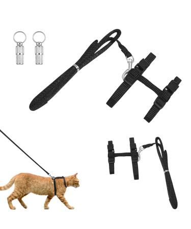 Jocxzi adjustable scrapes cat leash - 2 pieces of cat vest with a leash and 2 pieces of pet id day adjustable nylon harness cat leash outbreakproof cat vest cat dishes (black)