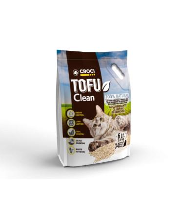 Croci tofu clean litter 6l - clumping cat litter biodegradable rinses in the toilet 100 % vegetable long -lasting odor -inhibiting sand 6 LT