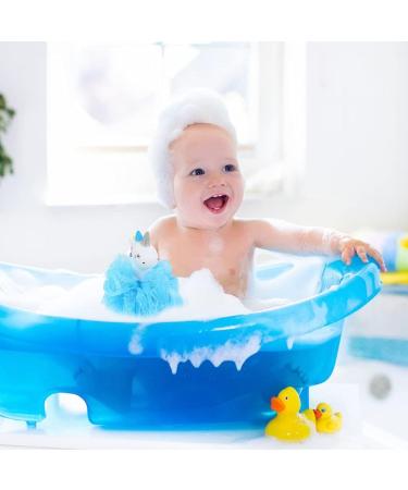 2pcs Unicorn Bath Mesh Shower Balls Pouf Loofahs for Kids - Exfoliating Bath Sponge Set in Pink and Blue - Buy Online on SooperMarket.com