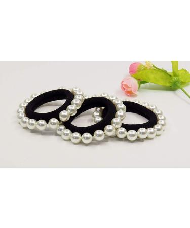 Suoirblss Imitation Pearl Hair Elastics - 5 PCS Elastic Bands for Ponytails and Bracelets - Buy Online on SooperMarket.com