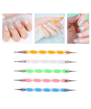 Sularpek 5Pcs 2-Way Dotting Pen Tool Nail Art Kit - Multicolor Dot Paint Manicure Set for Embossing, Clay Sculpting & Nail Art - Buy Online on SooperMarket.com