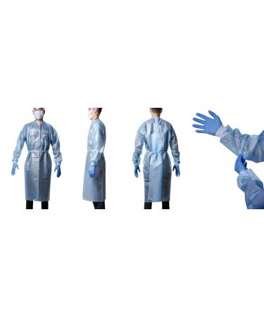  50-Pack Disposable Isolation Gown FDA Registered AAMI Level 1 PP & PE 30g Fully Closed Double Tie Back Elastic Cuffs Fluid Resistant Unisex (50) - Buy Online on SooperMarket.com
